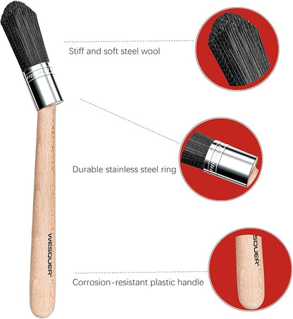 Wesquer Parts Cleaning Brush Home and Auto Use Parts Cleaner Brush Solvent Brush for Cleaning Auto Engine Parts, Clean Motors, Metal Parts, Machinery (BALCK-WT2pcs)