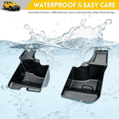 Rear Trunk Organizer for 2024-2025 Jeep Wrangler JL JLU 4XE 4 Door Accessories, Wheel Well Storage Bin Trunk Side Storage Box Cargo Tray for 24-25 Wrangler JL 4dr(Not for Gladiator/JK)