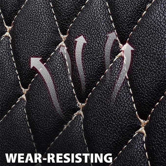 SanQing Car Seat Covers Full Set, Super Luxurious Heavy Universal Duty Waterproof Leather Automotive Vehicle Cover for Cars SUV Pick-up Truck, Non-Slip Seat Pink Car Accessories(Pink Black