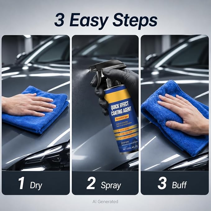 Nano Quick Coat Shiny Car Stuff - 120ml Waterless Car Wash Spray for Post-Wash Detailing, SiO2 Ceramic Gloss Enhancer & Micro-Swirl Reducer, Streak-Free Hydrophobic Finish for Auto Paint (3)