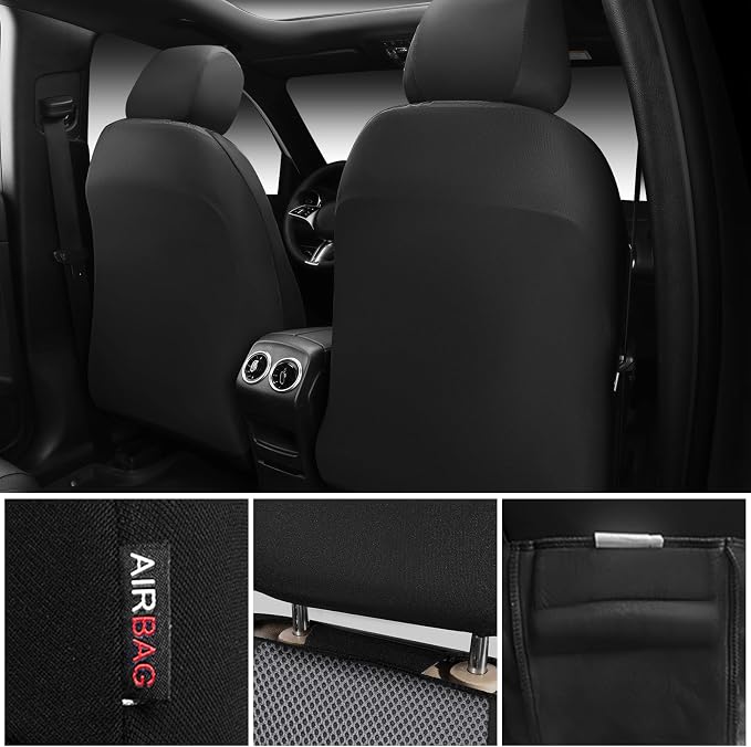 CAR PASS Air Mesh Car Seat Covers Front Seats Only, Universal Seat Covers for Car Fit SUV,Vans,Sedan,Trucks, Breathable Automotive Interior Seat Covers Airbag Compatible (Black Charcoal Gray)