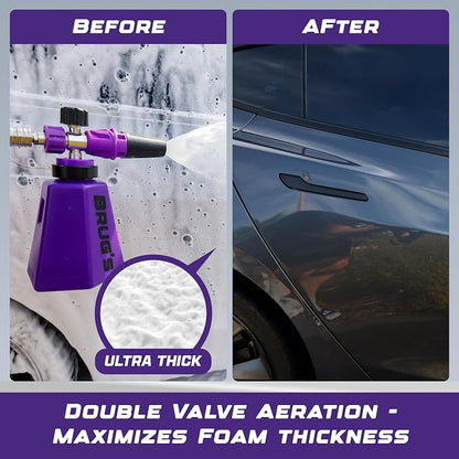 Brug's™ Pro Foam Cannon V2 - Professional Car Wash Foam Gun for Pressure Washer - Adjustable Spray Blaster, 1.1mm Orafice, Wide Neck Bottle, 1/4" Quick Connector - Snow Foam Cannon