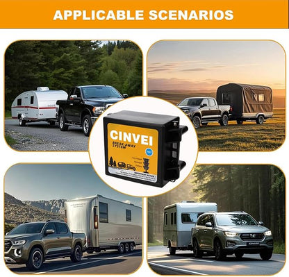 Trailer Brakes Breakaway Kit with Charger, LED Indicator, Switch, 12V 5AH Battery for Trailer Caravan