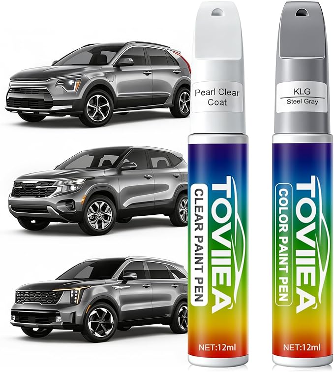 Steel Gray(KLG) Touch Up Paint Compatible with KIA,2-In-1 Car Scratch Remover Pen,Car Paint Scratch Repair Kit for Scratches,Chips & Nicks,2-PCS SET