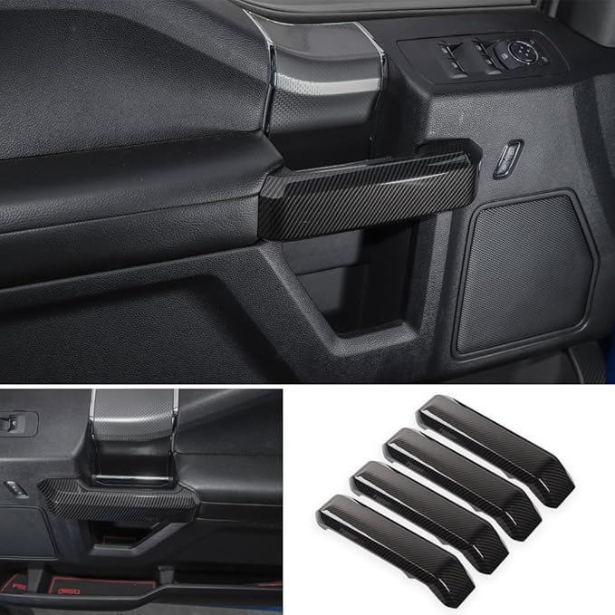Voodonala for F150 Inner Door Handles Covers Interior Decoration Trim Kits for F150 2015-2020 Accessories, Carbon Fiber Grain, 4Pack