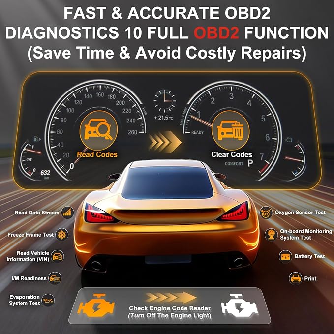 TopDiag T300PRO Car Code Reader & 12V/24V Battery Tester, Automotive Scan Tool for Check Engine Light, Live Data, and Car Battery Health Analyzer for DIYer
