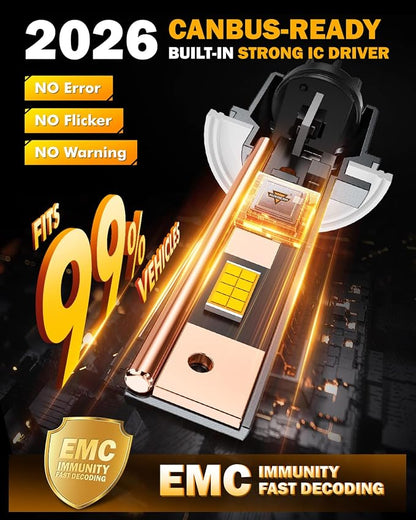 Auxbeam 880 881 Fog Lights, Q40 Series 3000K Golden Yellow 16000LM 893 899 Offroad Lights, Plug and Play, Pack of 2