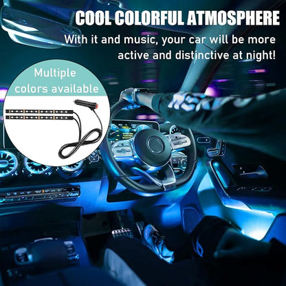 Yourkar Car LED Strip Light, 24 LED Interior Under Dash Atmosphere Lights with Cigarette Lighter, Vehicle Decor Lamp Ambient Night Light Strip Lighting, Universal Car Accessories (Ice Blue)