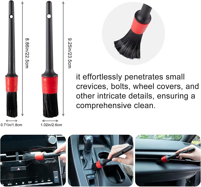 4 Pack Car Wash Brush Wheel Cleaning Woolies Brush Detailing Brush and Stiff Tire Brush Tires Wheel Brushes for Cleaning Wheels for Wheels, Rims, Carpet, Truck, SUV, Moto, RV, Motorcycle