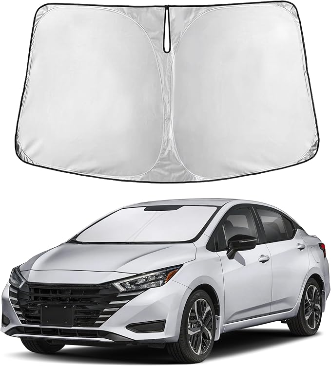 EcoNour Windshield Sunshade Compatible for Nissan Versa 2020-2023 2024 2025, Sun Visor for Front Windshield & Window Sun Shade Cover, UV Heat Blocker & Protector, Car Accessories