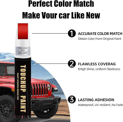Firecracker Red(PRC/MRC) Car Paint Touch Up Pen Compatible with JEEP, 2-In-1 Color Accurate Touch Up Car Scratch Repair Paint Match JEEP Series Automotive Scratch Remover for Nicks & Chips Repair