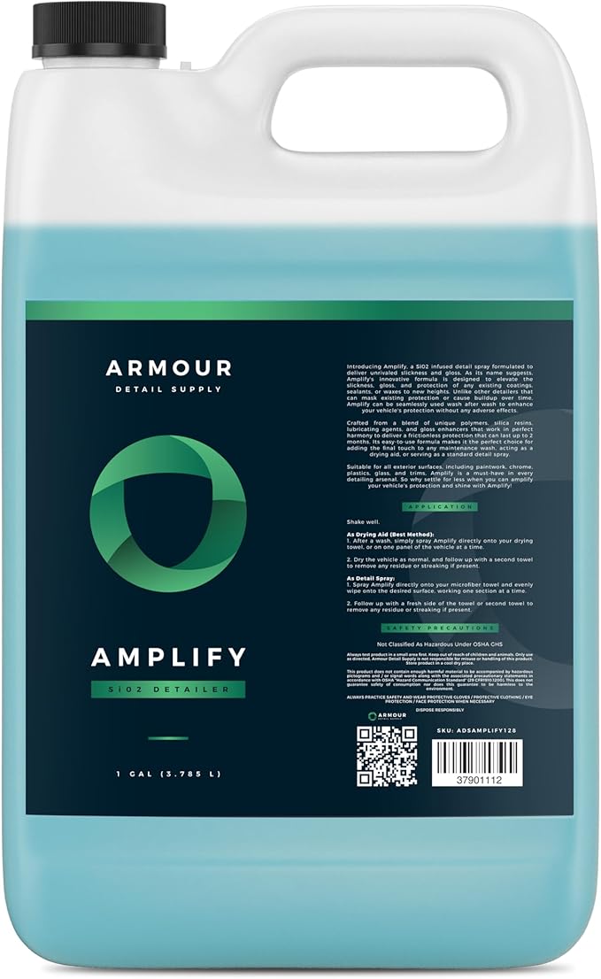Armour Detail Supply - Amplify Ceramic Detailer: Quick & Easy Gloss Enhancement | Streak-Free, Hydrophobic Formula | Safe on All Vehicles | 128oz