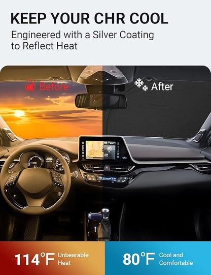 Proadsy 2026 Upgrade Front Windshield Sun Shade Foldable Sunshade Protector Custom Fit 2018-2023 CH-R C-HR CHR, XLE Premium CUV Winter Accessories