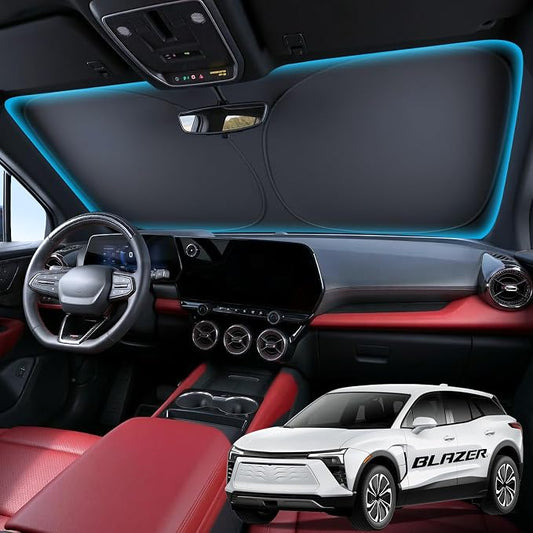for Chevrolet Blazer Windshield Sunshade [OEM Design, 100% Sun Blockage] Foldable Heat Insulation Sun Shade with Storage Bag, for Chevrolet Blazer (2019-2026), Silver Coating