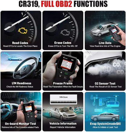 LAUNCH CR319 OBD2 Scanner, 2026 Upgrade Ver. Engine Fault Code Reader,Support O2 Sensor,Lifetime Free Update,Scanner for All OBDII Protocol Cars Since 1996