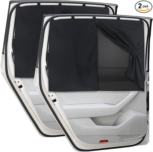 Car Window Shades, 2 PCS Magnetic Double Layer Auto Sun Shade for Side Windows Privacy Full Covers/Half Shade Options Back Car Window Curtains for Baby Protection