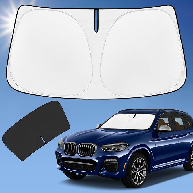Sun Shade Sunshade for BMW X3 2018-2025 2026 Windshield Cover, 4-Layer Front Window Shade Custom fit X3 Base, xDrive28i, xDrive35i, M Sport SUV Sun Visor 240T Shade Blocks UV Rays Car Accessories