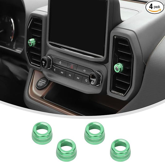 Linskip Aluminum Vent Knob Covers Compatible with Ford Bronco Sport 2021-2024, Dash Air Vent Knob Trim Kit for Bronco Sport Interior Accessories(Green)