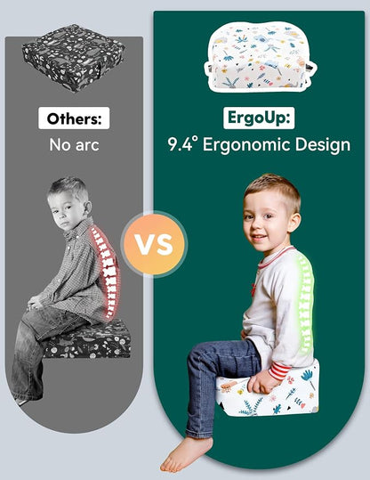 Babelio ErgoUp Booster Seat for Kitchen Chair, Promote Proper Upright Posture, Toddler Booster Seat for Dining Table, Removable & Washable Cover, Suitable for 18 Months to 5 Years, White Elephant
