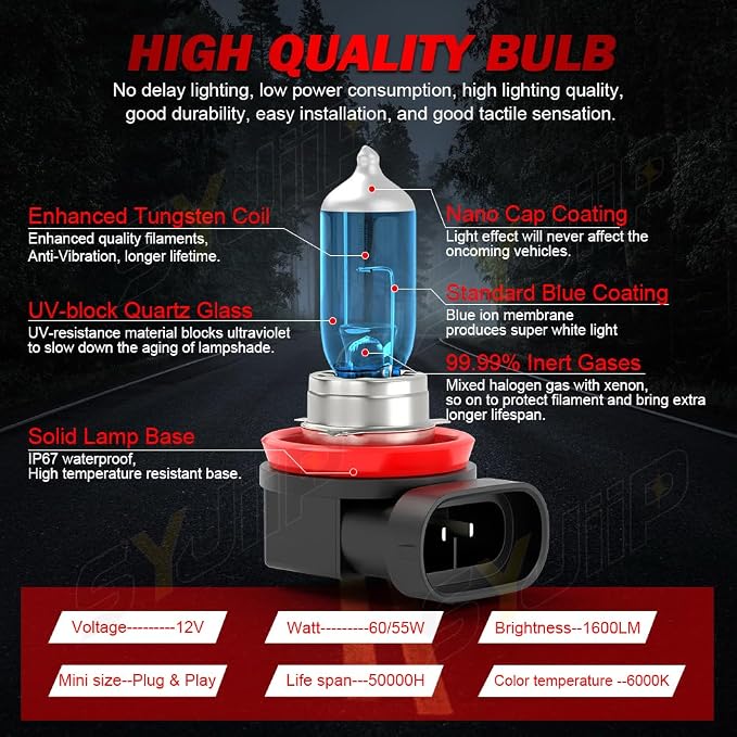 Upgraded Halogen Headlight Bulbs Compatible for Chevy Malibu 2004 2005 2006 2007 2009 2009 2010 2011 2012, High and Low Beam Headlamp White Lights, 300% Brightness, Plug n Play, 4-Pack