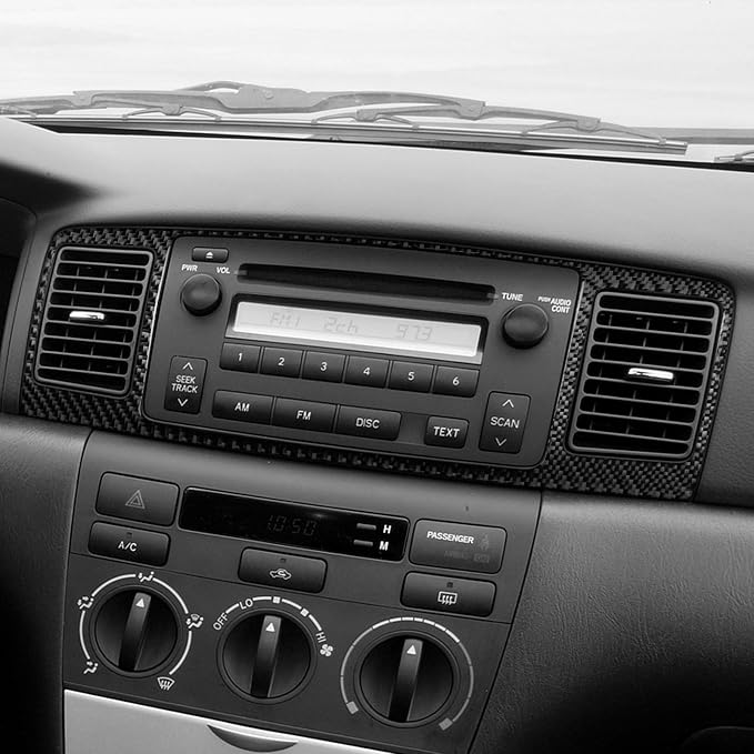 Black Real Carbon Fiber Accessories Car Center Console A/C Outlet Air Vent Panel Cover Interior Trim Sticker Decal for Toyota Corolla CE LE S 2003 2004 2005 2006 2007 2008/XRS 2005-2006 Sedan 1PC