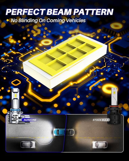 AUTOONE 9006 Light Bulbs, 700% Brighter 40000 Lumens HB4 Powersport Fog Lamp, 6000K White, Quick Installation, Pack of 2