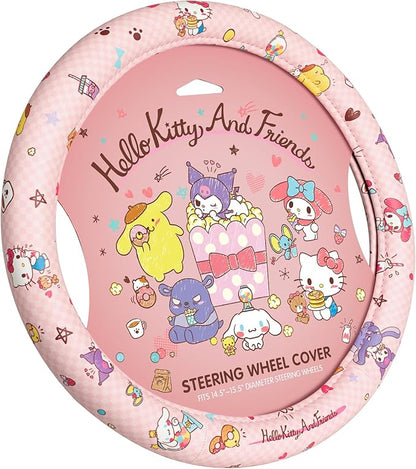 Hello Kitty and Friends Steering Wheel Cover, Universal Fit Cute Accessories for Women, Stylish Decor Gift Hello Accessories - Fits Standard Wheels 14.5"-15"