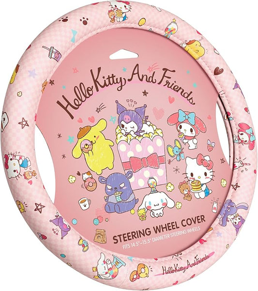 Hello Kitty and Friends Steering Wheel Cover, Universal Fit Cute Accessories for Women, Stylish Decor Gift Hello Accessories - Fits Standard Wheels 14.5"-15"