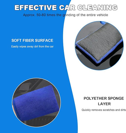 2 PCS Clay Mitts, Microfiber Clay Bar Towel Medium Grade Auto Detailing Gloves, Scratch-Free Surface Prep Mitt Alternative for Car Paint Claying Cleaning & Polishing (Blue)