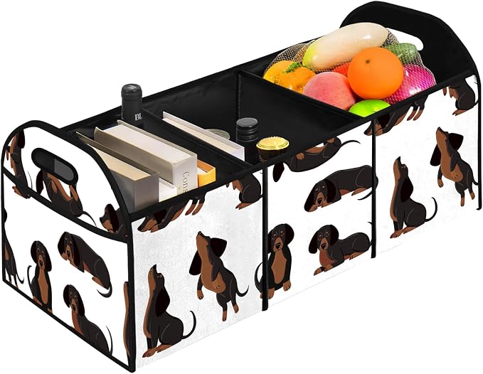 Dog Car Trunk Storage Box with Pockets Car Accessory for SUVs Cars Automotive Organizer