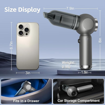 6 in 1 Mini Car Vacuum Cleaners, 20000PA Portable Vacuum for Car,120W High Power Hand Held Vacuum Cordless and Air Duster for Home, Office, Pet