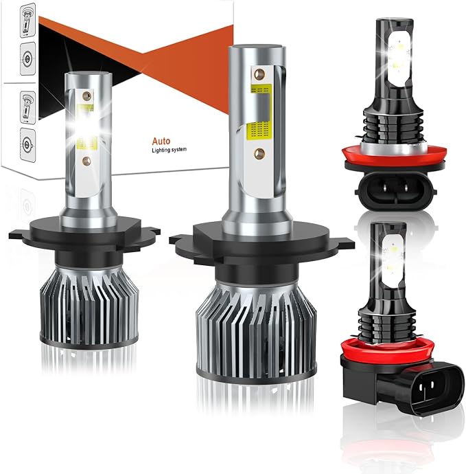 For Honda CR-V CRV 2007-2014 Light Bulbs, 600% Brightness High/Low Beam Bulbs Kit, 6500K White, 40000LM Powersports Bulbs with Fan,4PCS