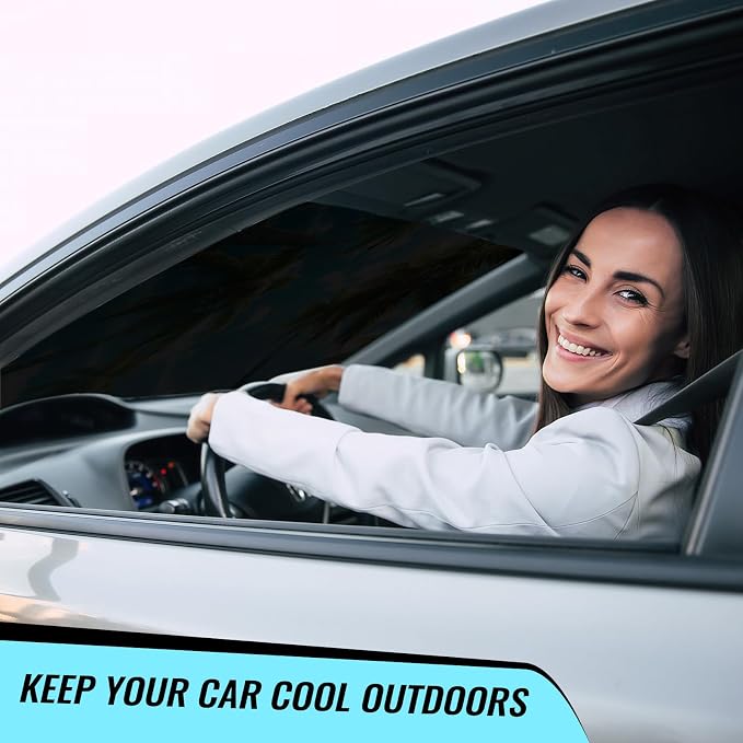 Avisky Windshield Sun Shade for Cars, Trucks & SUVs, Polyester Front Window Sunshade to Block UV Rays & Heat, Foldable Auto Front Windshield Cover, 57“x31”