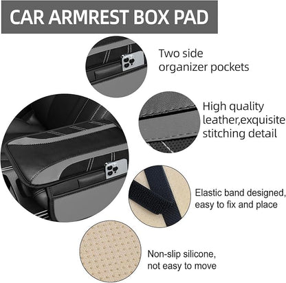 NBTEPEM 10 Pcs Car Floor Mats Full Set & Sport Leather Steering Wheel Cover 14.5-15 inch, Center Console Cover, Seat Belt Cushion, Cup Holder Coaster, Universal Automobile Interior Sets (Grey)