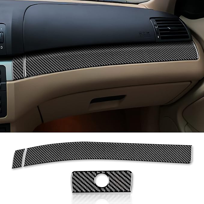 AIRSPEED for BMW E46 1998-2006 Dashboard Strip Cover Center Console Interior Glove Box Panel Cover, Carbon Fiber Interior Trim, Black