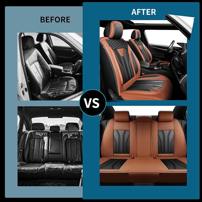 Fit Gladiator Car Seat Covers for Jeep Gladiator 2020-2025 2026 -Full Set Premium Leather, Waterproof & Breathable，All-Weather Seat Cushion Protecto & Airbag Compatible, 2 Front Seat Brown