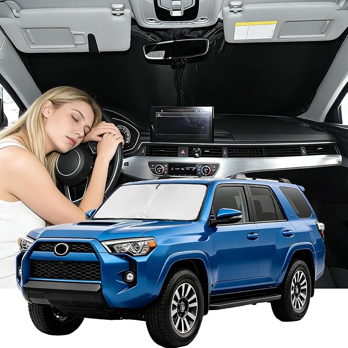 Windshield Sunshade for Toyota 4RUNNER 2025-2026 Sun Shade Car Windshield Accessories Upgrade 4 Layers Blocks UV Rays Custom Fit 4RUNNER Car Window Shades Windshield 240T Keep Cool Foldable