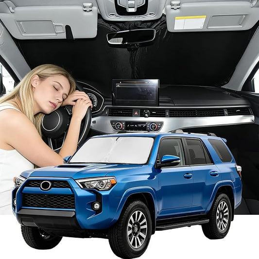Windshield Sunshade for Toyota 4RUNNER 2025-2026 Sun Shade Car Windshield Accessories Upgrade 4 Layers Blocks UV Rays Custom Fit 4RUNNER Car Window Shades Windshield 240T Keep Cool Foldable