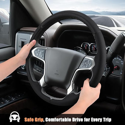 Aimato Customized Steering Wheel Cover for Chevy Silverado 1500 2014-2018/2500 3500 2015-2019/Suburban Tahoe 2015-2020/Traverse 2018-2023,Thin,Anti-Slip,Scratch-Resistant Car Accessory for Chevrolet