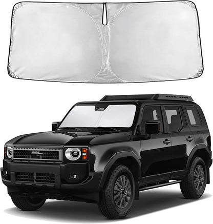 EcoNour Windshield Sunshade Compatible for Toyota Land Cruiser 2024-2025 2026, Sun Visor for Front Windshield & Window Sun Shade Cover, UV Heat Blocker & Protector, Car Accessories