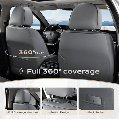 Coverado Seat Covers, Car Seat Covers Front Seats, Leather Seat Covers for Cars, Car Seat Protector Waterproof, Gray Car Seat Cushion, Front Carseat Cover Universal Fit for Most Cars Purple