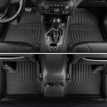 Floor Mats for Jeep Cherokee 2019-2023, All Weather Floor Mats Trunk Cargo Liner with Backrest Protectors and Door Sill Guards Accessories, Full Coverage Set