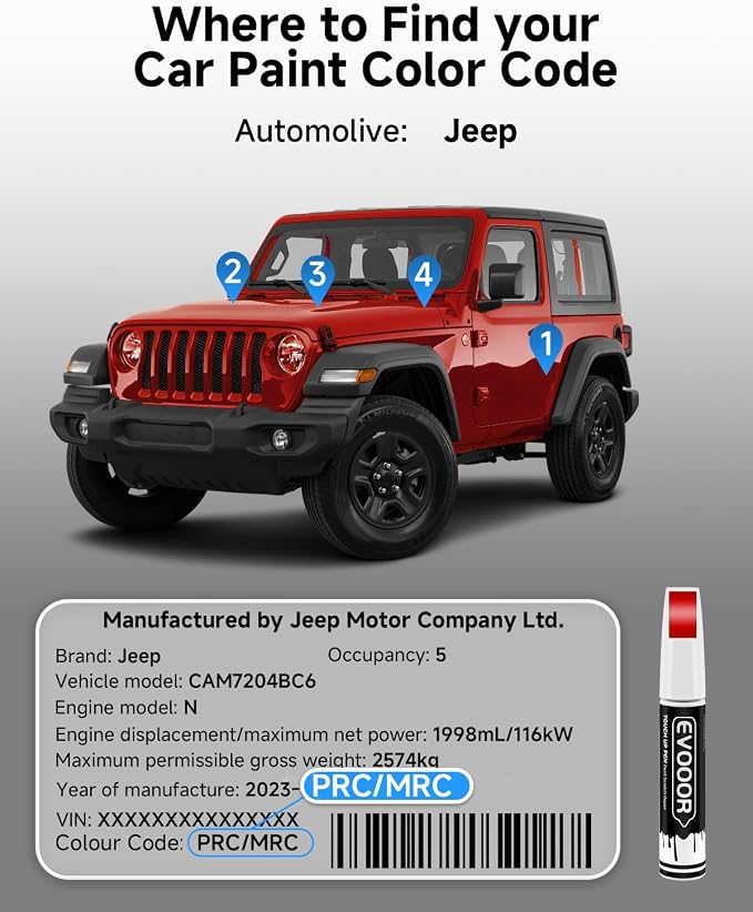PRC/MRC Firecracker Red Touch Up Paint Compatible with JeepExact Match 2 in 1 Touch up Paint for Chips and Nicks Repair