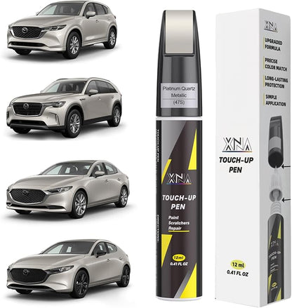 XNA Platinum Quartz Metallic(47S) for Mazda Touch Up Paint, Car Scratch Remover for Nicks and Chips Repair, 2-In-1 Quick & Easy Fix Car Scratch Repair Kit with Exact Color-Matched