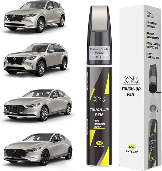 XNA Platinum Quartz Metallic(47S) for Mazda Touch Up Paint, Car Scratch Remover for Nicks and Chips Repair, 2-In-1 Quick & Easy Fix Car Scratch Repair Kit with Exact Color-Matched