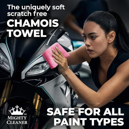 Premium 2pk Mini +1 Free Shammy Cloth for Car Drying - 17”x13” - Super Absorbent Chamois Towel for Car - Scratch-Free, Reusable & Soft Cleaning Towel