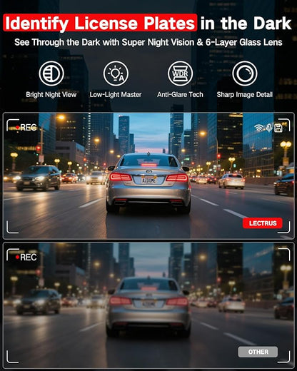 4K +2.5K Dash Cam Front and Rear, Free 64GB Card Included, 5.8GHz WiFi Dash Camera for Cars, Built-in Night Vision, G-Sensor,170°Wide Angle, App Control, 3" IPS, 24H Parking Mode, Max 256GB