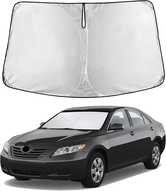 EcoNour Windshield Sunshade Compatible for Toyota Camry 2007-2009 2010 2011, LE, SE, SE Nightshade, XLE, XSE, TRD, Sun Visor for Front Windshield Sun Shade Cover, UV Heat Protector, Car Accessories