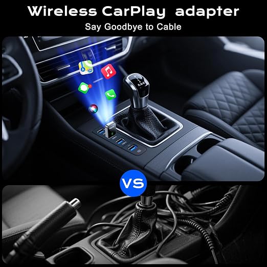 CarPlay Wireless Adapter for iPhone & Android Auto,Plug and Play Mini Size 2 in 1 Apple Wireless CarPlay Adapter,Easy Setup Fit Android & iOS 10+,Extension Cable USB & USB-A/Type-C,Stable Control