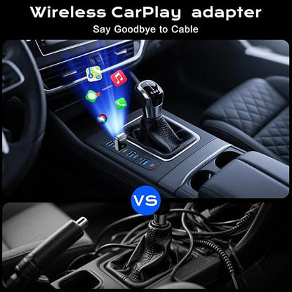 CarPlay Wireless Adapter for iPhone & Android Auto,Plug and Play Mini Size 2 in 1 Apple Wireless CarPlay Adapter,Easy Setup Fit Android & iOS 10+,Extension Cable USB & USB-A/Type-C,Stable Control